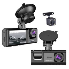 Dash Cam Car HD 1080P Front/Rear/Inside Dual Lens Video Recorder Camera G-Sensor