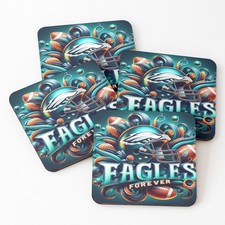 NFL Philadelphia Eagles Football Square Coaster Gift Set Set of 4 Made in USA