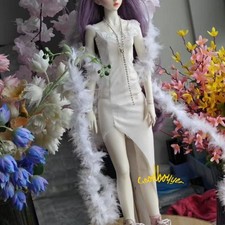 1/6 1/4 1/3 SID EID BJD Clothes High Fork Close-fitting Dress + Fluzzy Ribbon