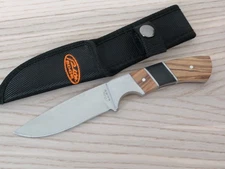 8" Fixed Blade Knife Full Tang Wood Handle Ergonomic Steel Guard Nylon Sheath