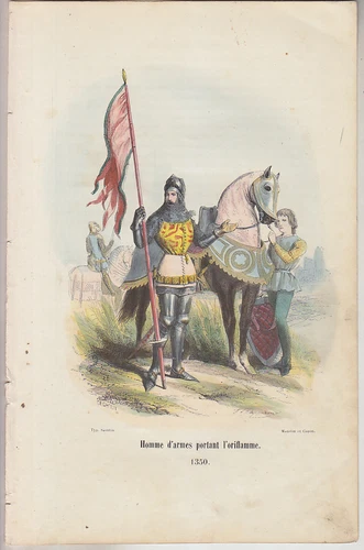 C1 history army engraving colors philippoteaux 1850 man weapons Oriflamme 1350