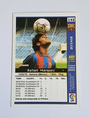 2003-04 Rafael Marquez 1st Year FC Barcelona #142 Mundicromo Fichas Liga rare - Picture 2 of 12