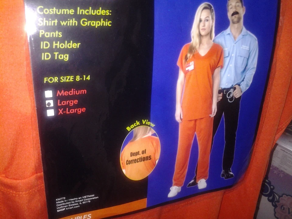 *NUEVO* Uniforme de prisionero para mujer adulta disfraz de Halloween naranja Foto 2 de 4