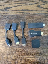 Amazon Fire TV HD W87CUN  Chrome H2G2-42 Media Streamers w/ Adapters NO REMOTES