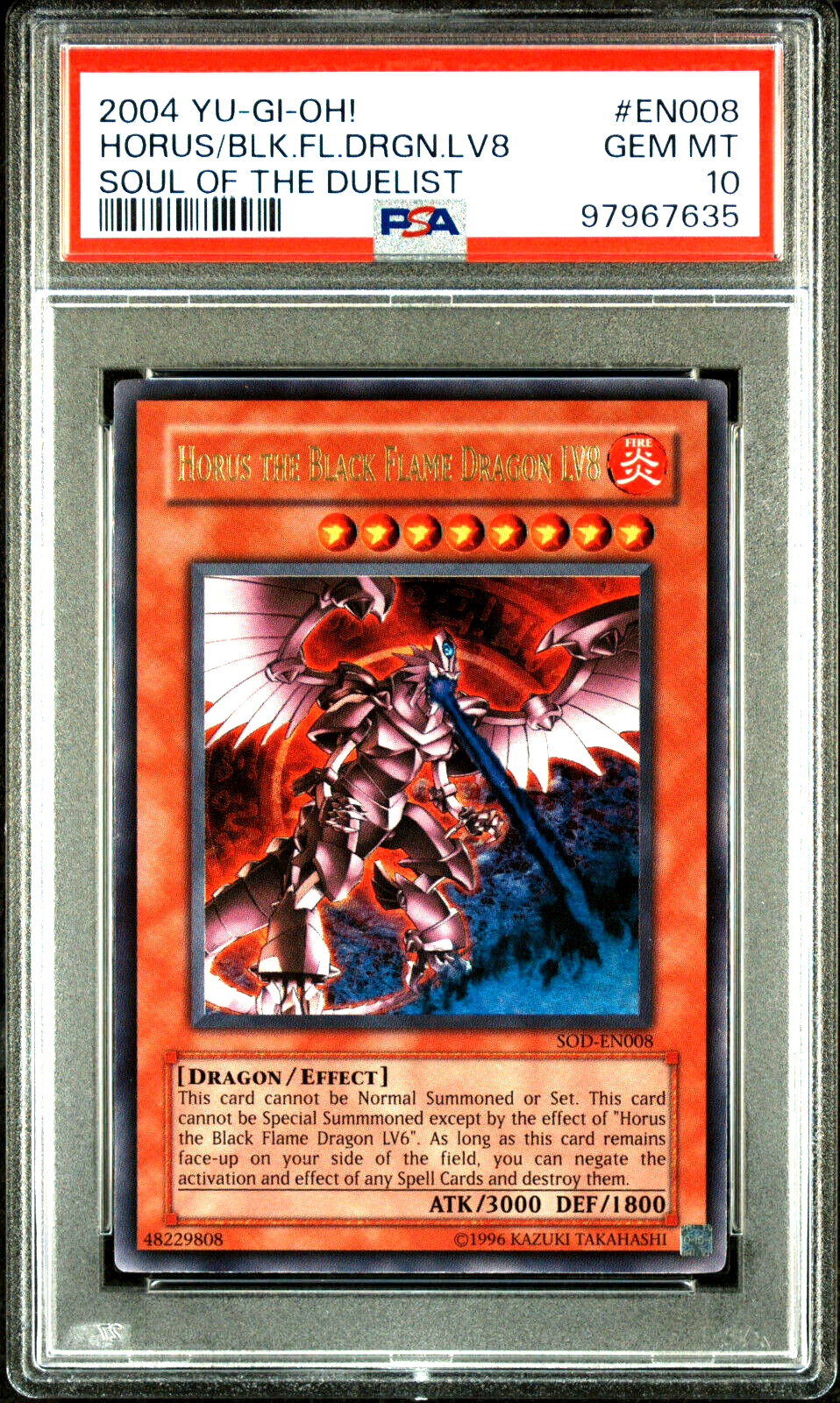 Yugioh SOD Horus The Black Flame Dragon LV8 Ultra Rare PSA 10 GEM MINT GRAIL
