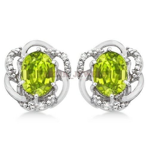 Natural Peridot Gemstone with 925 Sterling Silver Cufflink #2469 - Picture 2 of 3
