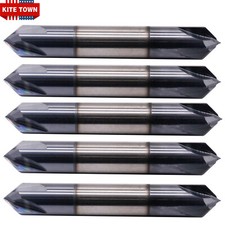 5pcs 3/8" 4 Flute 90 Degree Carbide Chamfer Mill - Double End - AlTiN COATED