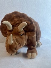Vintage Dakin Brown Triceratops Dinosaur Plush Stuffed Toy 18  