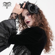 Devil Fashion Women Black Gothic Mesh Flower Devil Cosplay Sheep Horn Headdress