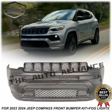 FOR 2023 24 JEEP COMPASS Front Bumper Set Upper Lower With Grille And Fog Lights