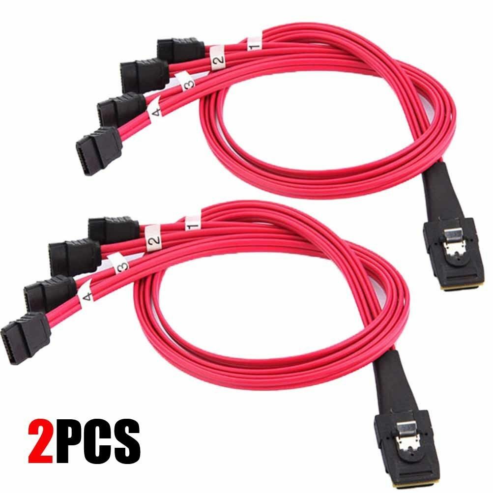 2x Mini SAS 10Gbps SFF-8087 36Pin to 4 SATA Hard Drive Splitter