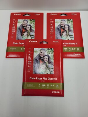 Canon Photo Paper Plus Glossy II - 5''x7'', 20 Sheets - Lot Of 3 Packs