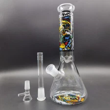 25cm Art Printed Hookah Glass Bong Perloate Water Pipe Smoking Hand Pipe