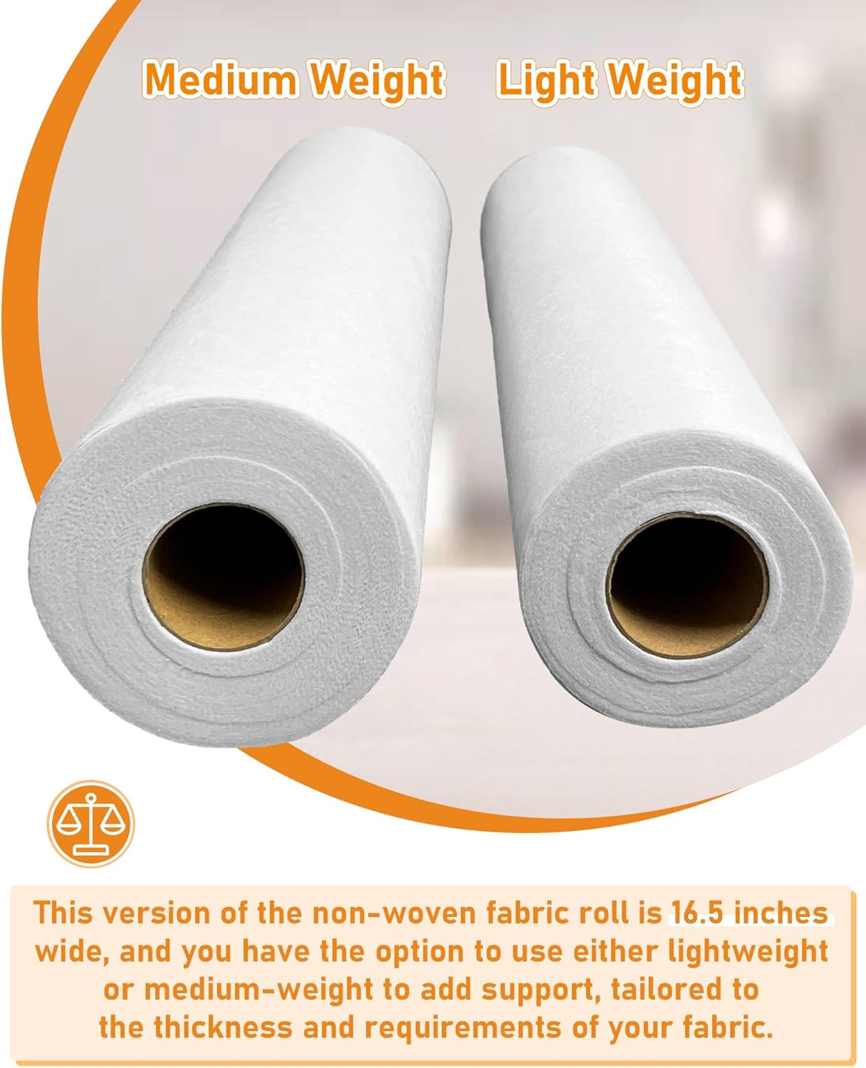 Medium Weight White Iron-On Non-Woven Fusible Interfacing: 16.5" X 30Yd Medium W