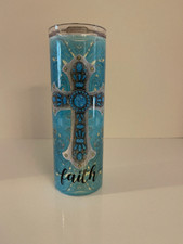 Faith Cross 20oz Skinny Straight Sublimation Tumbler Brand New