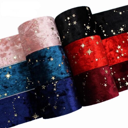 5/10 Meters Bronzing Velvet Ribbon Double-sided Webbing Starry Pressed Strips - Picture 4 of 16