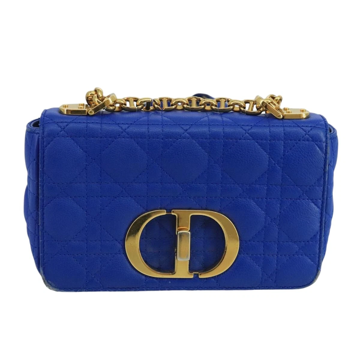 Sac à bandoulière Dior Caro en cuir bleu authentique