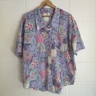 <!--F#f_0-->Vintage Australian Made Women’s Button Up Shirt Size 14 Colorful 80s Print<!--F/-->