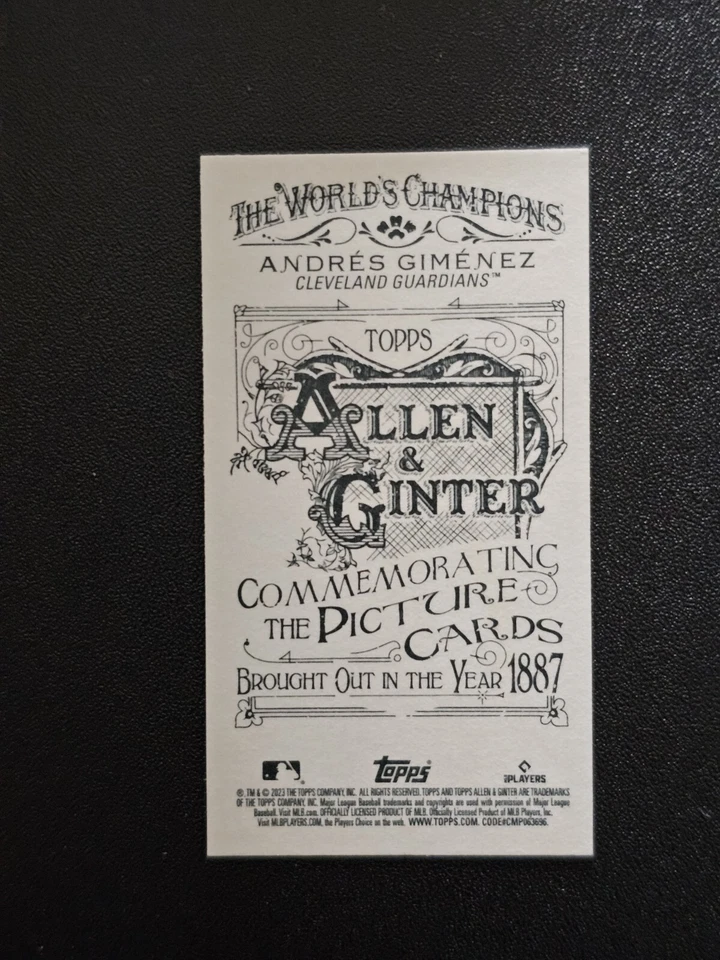Andres Gimenez 2023 Topps Allen & Ginter Mini No Number SSP / pr: 50 copies made - Image 2 of 2