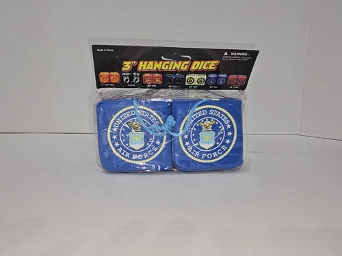 Hanging 3 Inch Dice For Rearview Mirror United States Air Force Seal Blue Sealed
