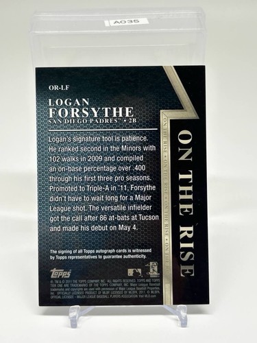 2011 Topps Tier One - On the Rise Autograph #OR-LF Logan Forsythe /999 - Picture 2 of 2