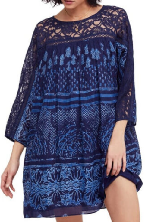 Free People L43923 Women's Sun Daze Navy Mini Dress Size XS