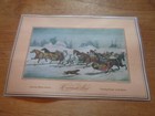 Trotting Tracks on the Snow Currier and Ives Laminate Print Horse Drawn Sleigh — photo 2
