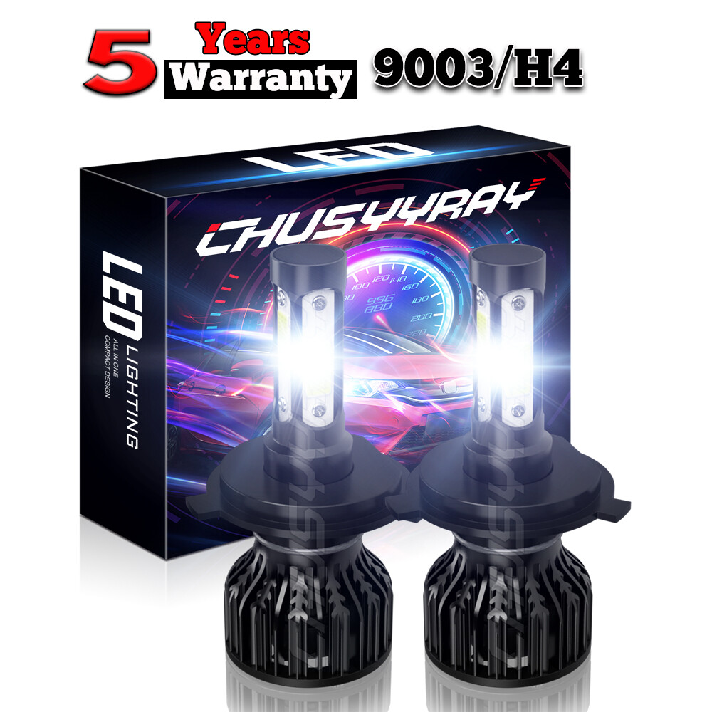 H4 / 9003 4-Sides LED Headlight Conversion Kit – 6000K 360,000LM Hi/Lo Beam Bulbs – 2 Bulbs, 5-Year Warranty