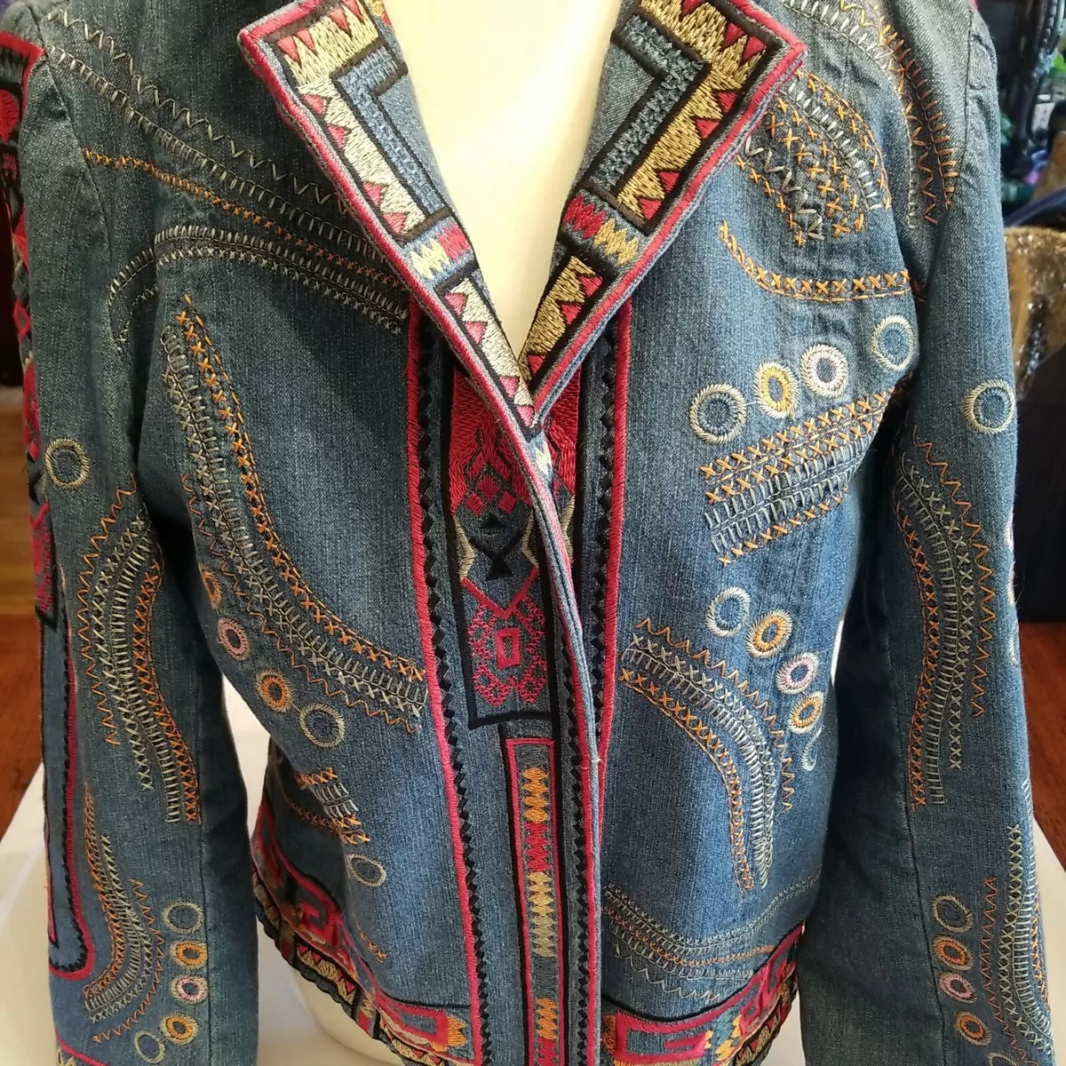 Coldwater creek embroidered denim jacket clearance