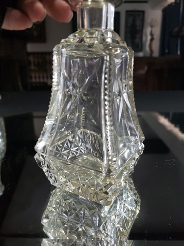 Decanter bottiglia Colonia profumo 8" tappo originale vetro taglio antico London Eng - Foto 5 di 24