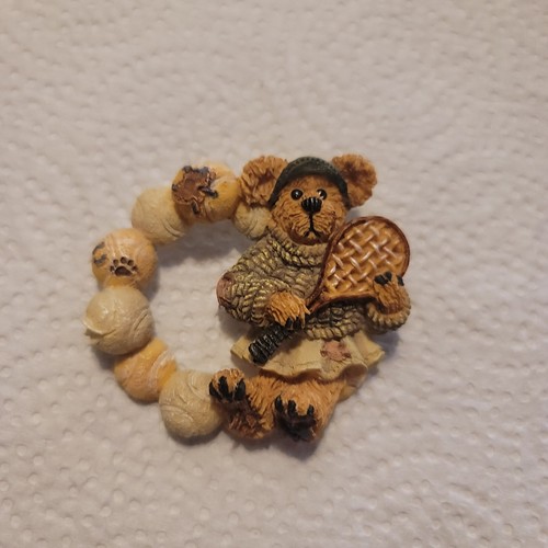 Boyds Bears Chrissie Tennis Anyone Pin Resin Retired Vintage Brooch Racket