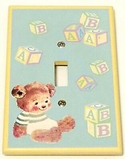 Vintage Light Switch Cover Reclaimed For Nursery Baby's Room Teddy Bears