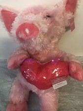 Pink Pig Plush Stuffed Animal 18 Inch Heart Swipe Change Colors