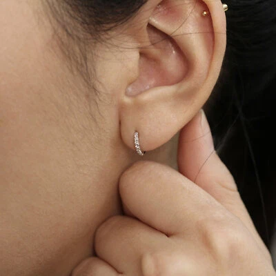 Diamanten Creolen Ohrringe 14 Brillanten 0,14 Karat 585er 14 K Rosegold Gold  - Bild 1 von 4