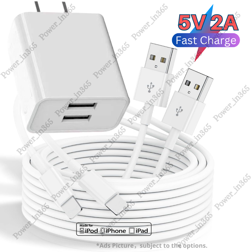 Dual Port USB Power Adapter Cable Fast Charger For iPhone 14 13 12 11 8 7 6 XS X