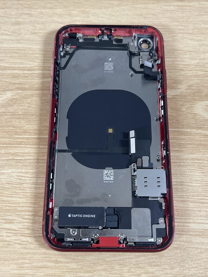 Carcasa trasera iPhone XR marco de vidrio de repuesto rojo original OEM grado B Foto 3 de 3