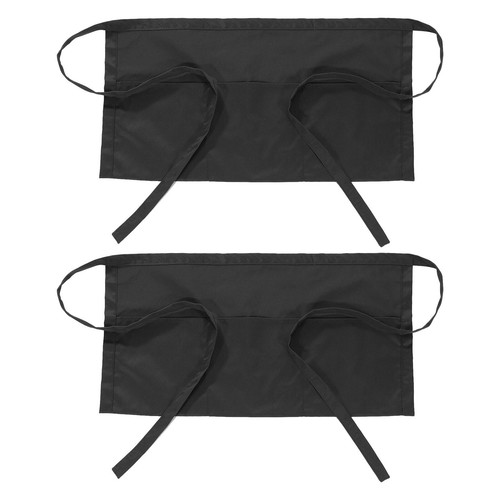 Waist Apron 2 Pack Waitress Short Apron Water Resistant with 3 Pockets for Wo...