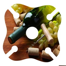 Wine Caddy bottle and cork Holds Bottle and 4 glasses.