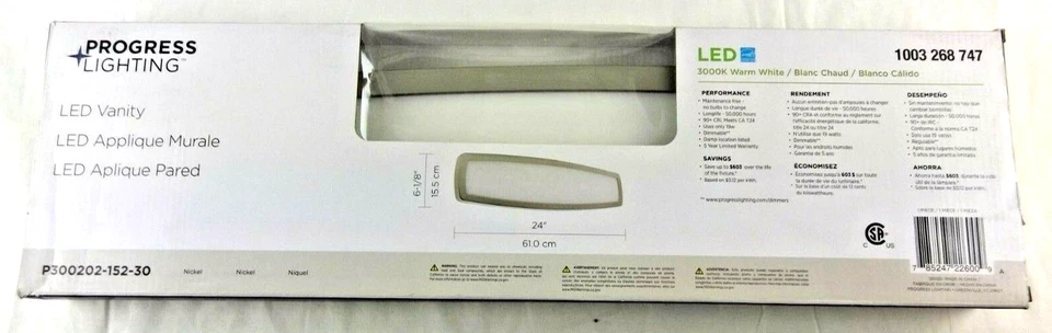 Progress Lighting LED Vanity Light Nickel - Image 2 of 2