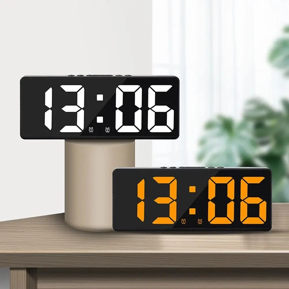 LED Clock Colourful Luminous Temperature Alarm Clock Creative Voice Control US - Image 2 of 4