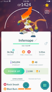 Pokemon Go Great League 1500cp Pvp Infernape Legacy Ebay