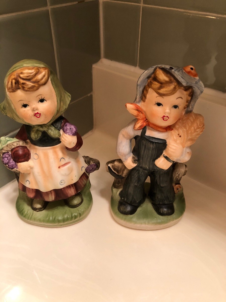 Vintage Homco #8880 Boy and Girl Statues | Farmer Boy With  Boy and Girl Farm Figures by G & H crafts main image 1