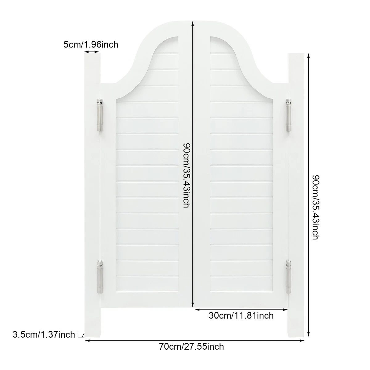 Puerta divisora a rayas horizontales blancas puerta oscilante de madera maciza diseño de doble puerta