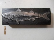 Printing Letterpress Printer Type Block Large Mackerel Fish Print Cut