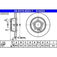 Bremsscheibe ATE 24.0310-0223.1 (2 Stk.) FüR VW Ford Seat Sharan Galaxy I