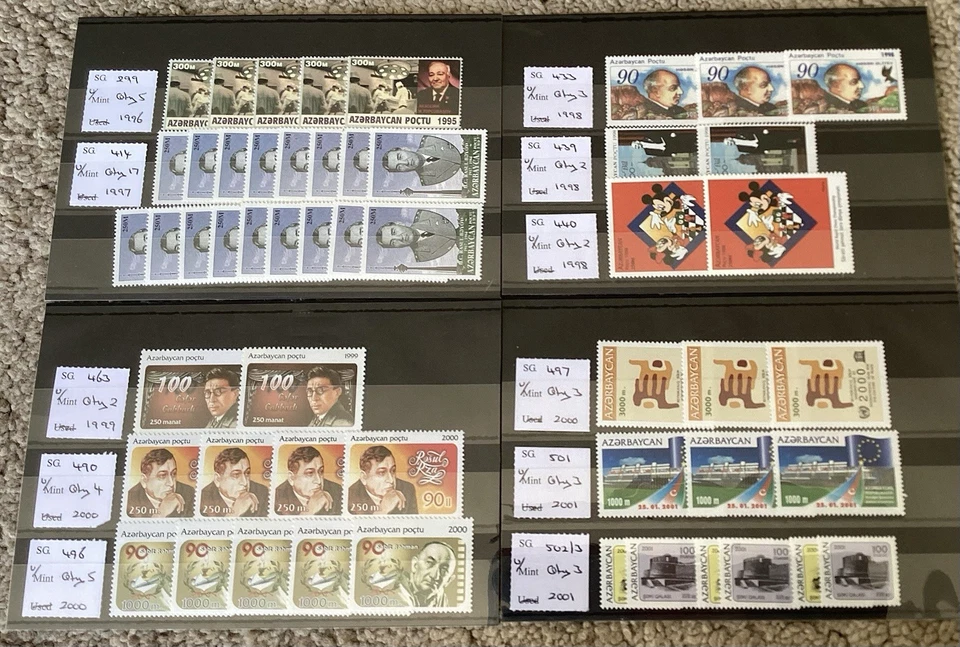 Stock de estampillas de ex distribuidores de Azerbaiyán - 1993-2015 - sin montar como nuevas (2022 Cat. £1800) Foto 3 de 4