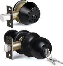 BESTTEN Keyed Alike Exterior Door Knob with Key Lock and Deadbolt, All Keyed Sam
