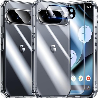 3in1 Hülle + Schutzglas für Google Pixel 10 / Pro / XL für Hartglas Klar Case