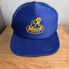 Mack Trucks Blue vented Strapback Cap Hat Foam Panel small/medium Adjustable