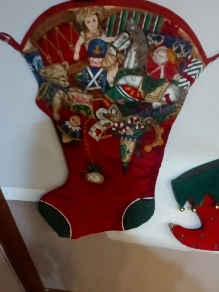 Medias Jumbo Cranston Vintage Noche Antes de Navidad 17x32 Acolchadas ¡Excelente Estado! Foto 4 de 4